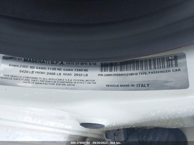 ZAM57RSA9H1218919 Maserati GHIBLI S