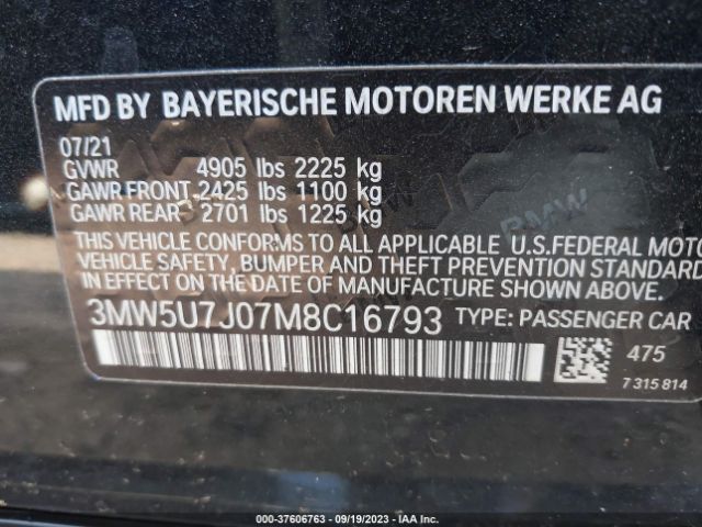 3MW5U7J07M8C16793 BMW 3 Series M340i
