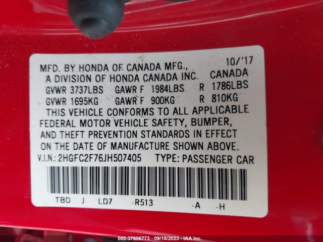 Honda Civic Sedan Ex 2018 2HGFC2F76JH507405 Image 9