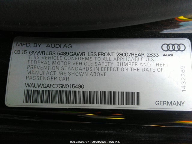 WAUWGAFC7GN015490 Audi A7 3.0 Premium Plus