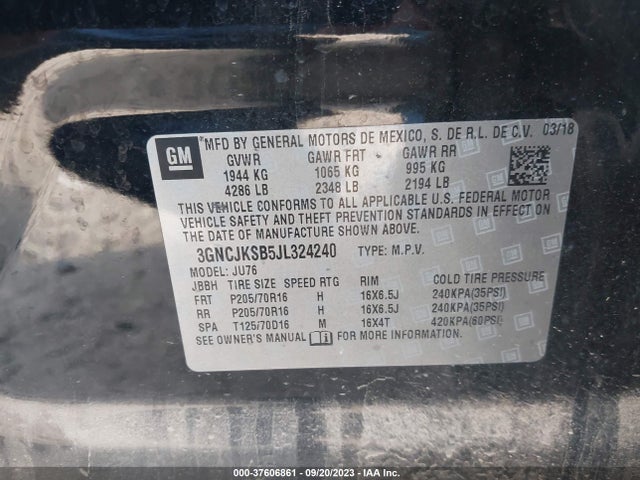 Chevrolet TRAX LS 2018 3GNCJKSB5JL324240 Image 9