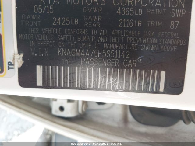 KNAGM4A79F5651142 KIA Optima Lx