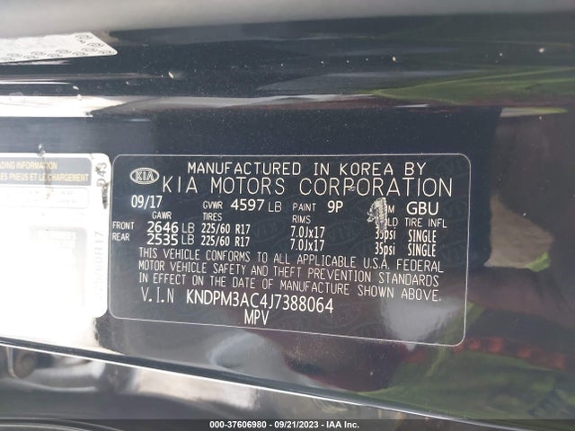 Aukcja sprzedaży 2018 Kia Sportage Lx, vin: KNDPM3AC4J7388064, numer aukcji: 37606980