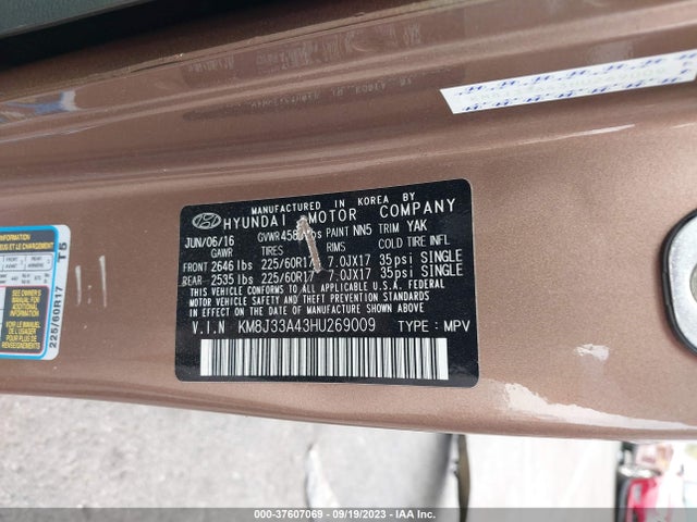 Hyundai TUCSON SE 2017 KM8J33A43HU269009 Image 9