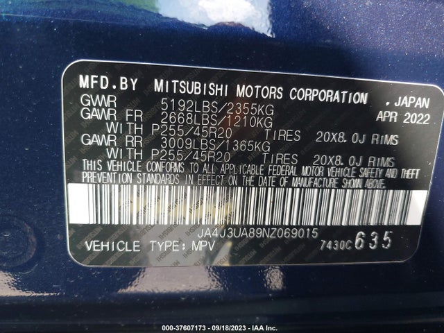 Mitsubishi Outlander Se 2022 JA4J3UA89NZ069015 Image 9