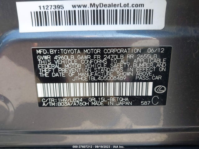 2013 LEXUS GS 350 VIN: JTHCE1BL4D5008489