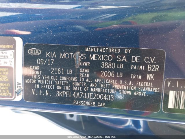 3KPFL4A73JE200433 KIA FORTE S
