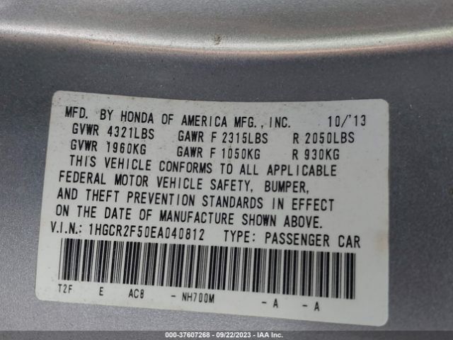 1HGCR2F50EA040812 Honda Accord Sedan Sport