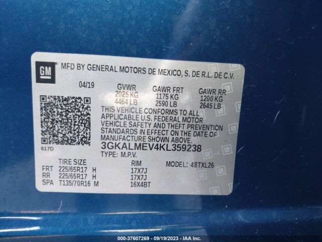 3GKALMEV4KL359238 GMC Terrain Sle