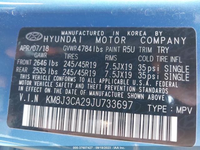 KM8J3CA29JU733697 Hyundai Tucson Value
