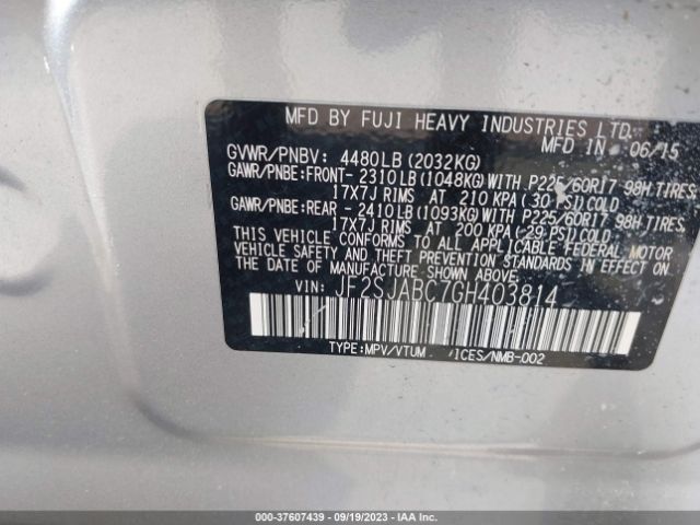 JF2SJABC7GH403814 Subaru Forester 2.5i