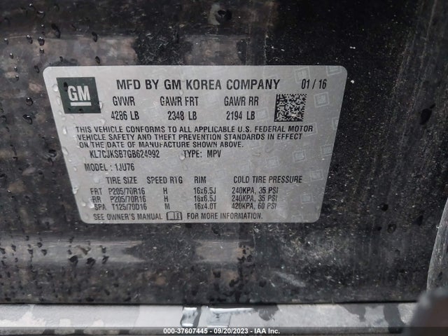 Chevrolet TRAX LS 2016 KL7CJKSB7GB624992 Image 9