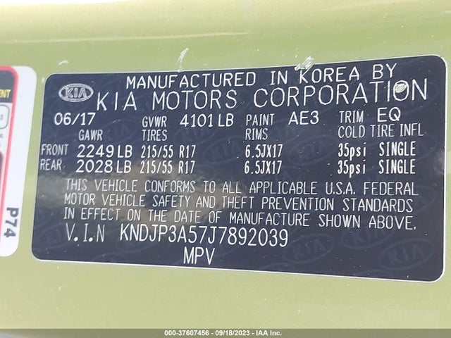 KIA SOUL + 2018 KNDJP3A57J7892039 Image 9