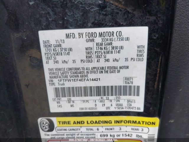 1FTFW1EF4EFA14421 Ford F-150 Xl/xlt/stx/fx4/lariat
