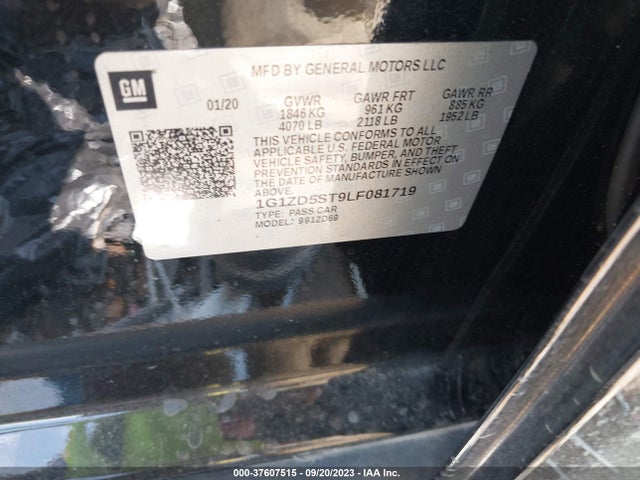 Aukcja sprzedaży 2020 Chevrolet Malibu Lt, vin: 1G1ZD5ST9LF081719, numer aukcji: 37607515