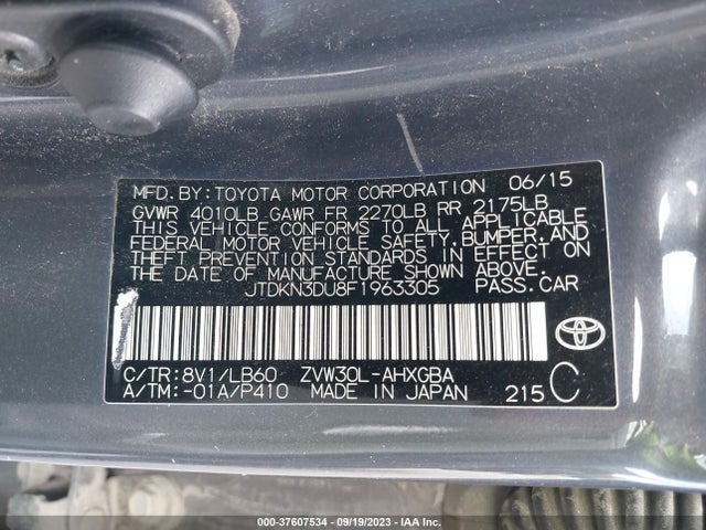 Toyota Prius Four 2015 JTDKN3DU8F1963305 Image 9