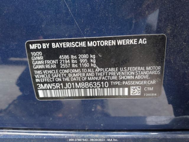3MW5R1J01M8B63510 BMW 3 Series 330i