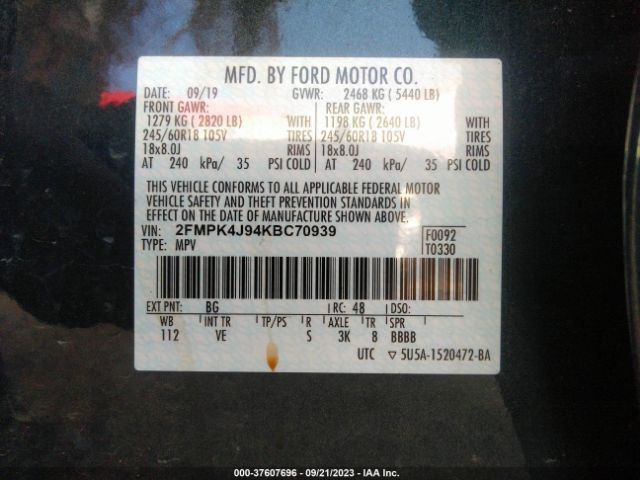 2FMPK4J94KBC70939 Ford EDGE SEL