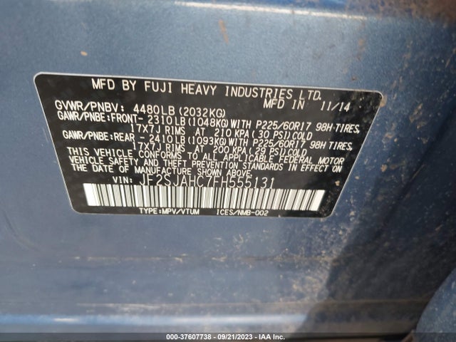 2015 SUBARU FORESTER 2.5I LIMITED VIN: JF2SJAHC7FH555131