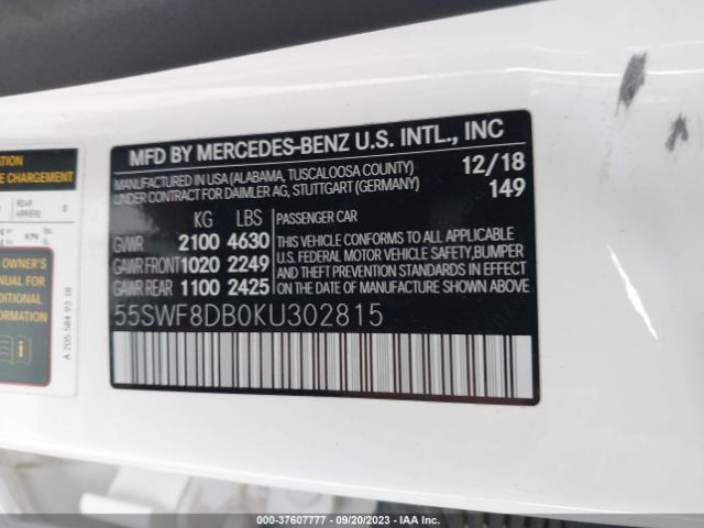 2019 MERCEDES-BENZ C 300 55SWF8DB0KU302815 Photo 8