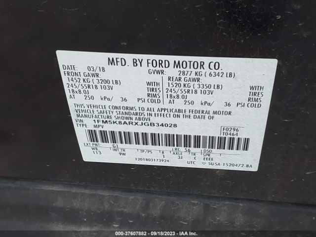 1FM5K8ARXJGB34028 Ford POLICE INTERCEPTOR