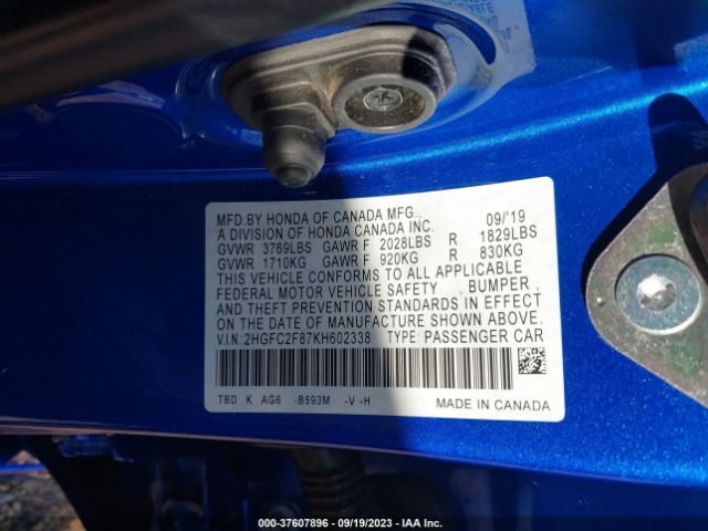 2HGFC2F87KH602338 Honda Civic Sport