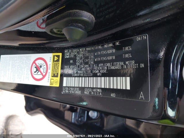 Toyota Highlander Xle 2014 5TDKKRFH8ES023339 Image 9