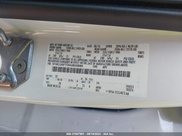 2017 FORD ESCAPE S VIN: 1FMCU0F73HUB30585