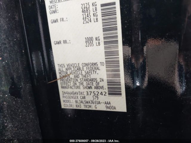 1N4AA6AV3KC375242 Nissan Maxima Sr