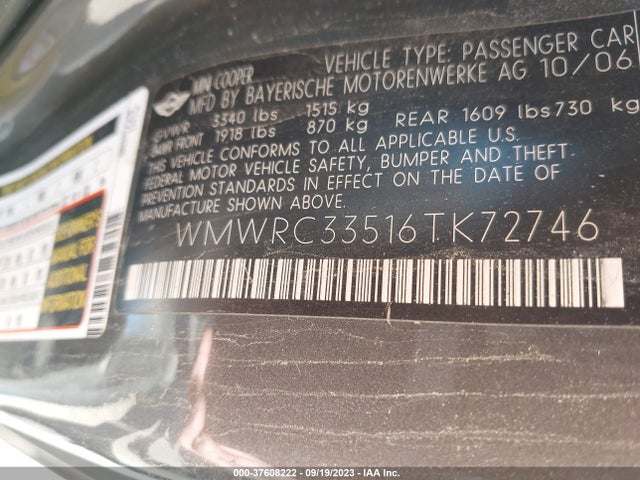 2006 MINI COOPER HARDTOP WMWRC33516TK72746 Photo 8