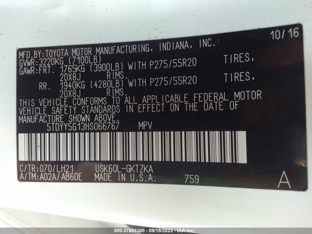 Toyota Sequoia Platinum 2017 5TDYY5G13HS066767 Image 9