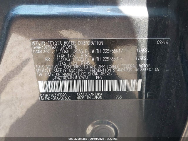 Toyota RAV4 LE 2017 JTMZFREV4HJ107573 Image 9