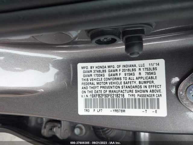 Honda Civic Sedan Lx 2015 19XFB2F50FE218216 Image 9