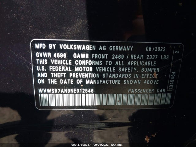 WVWSR7AN9NE012546 Volkswagen Arteon Se R-line