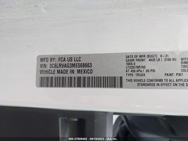 3C6LRVAG3ME568663 RAM Promaster Cargo Van