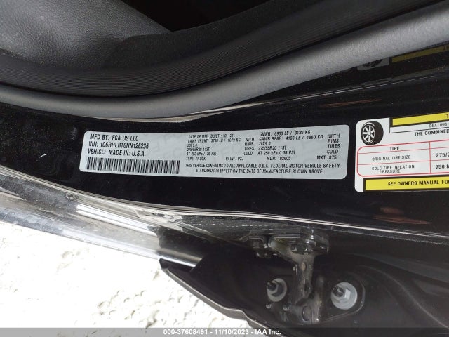 RAM 1500 Big Horn 2022 1C6RREBT6NN126236 Image 9