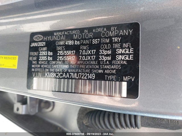 Hyundai Kona Sel 2021 KM8K2CAA7MU722149 Image 9
