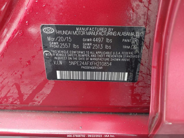 Hyundai Sonata 2.4l Se 2015 5NPE24AFXFH210854 Image 9