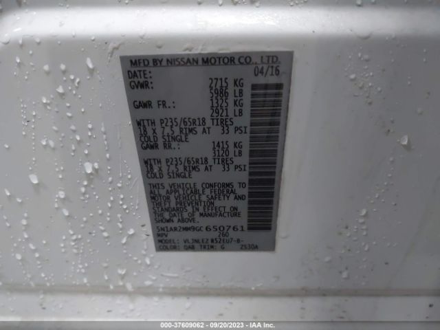5N1AR2MM9GC650761 Nissan Pathfinder Sv