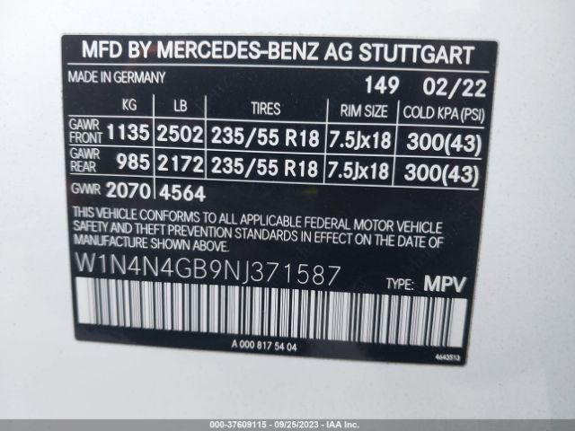 W1N4N4GB9NJ371587 Mercedes-Benz Gla Gla 250