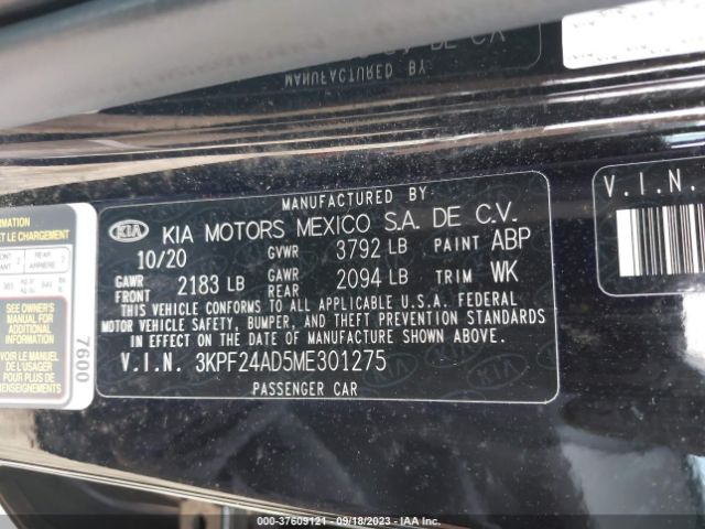 3KPF24AD5ME301275 KIA FORTE FE