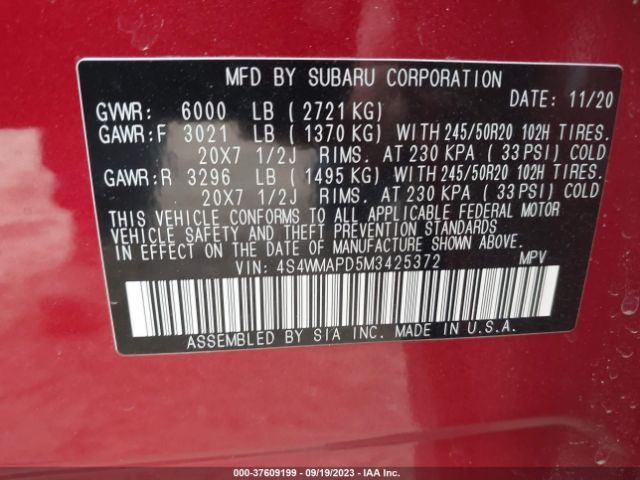 4S4WMAPD5M3425372 Subaru Ascent Limited