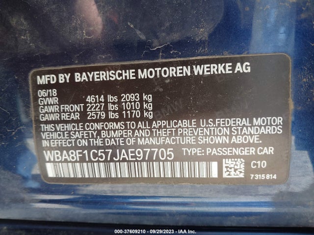 BMW 328d Xdrive 2018 WBA8F1C57JAE97705 Image 9