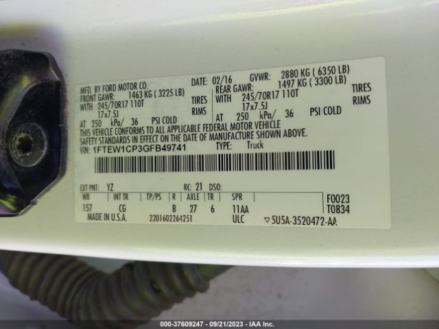 1FTEW1CP3GFB49741 Ford F-150 Xl/lariat/xlt