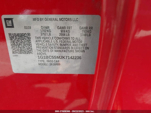 Chevrolet CRUZE LS 2019 1G1BC5SM2K7142236 Image 9