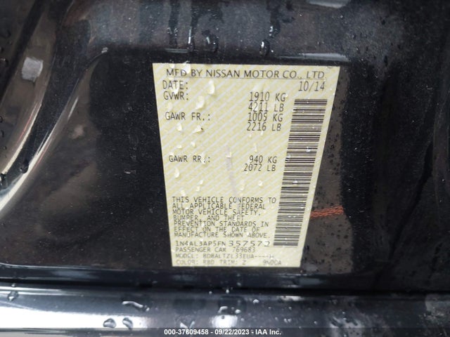 Nissan Altima 2.5 Sl 2015 1N4AL3AP5FN357572 Image 9