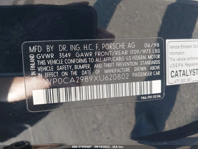 1999 PORSCHE BOXSTER WP0CA2989XU620802 Photo 8