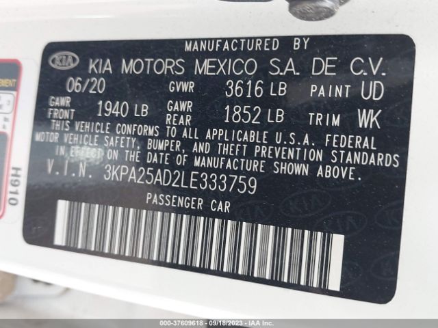 3KPA25AD2LE333759 KIA Rio 5-door S