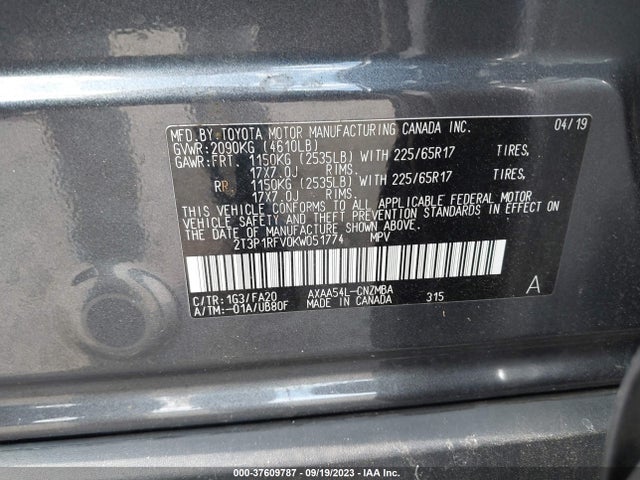 Toyota Rav4 Xle 2019 2T3P1RFV0KW051774 Image 14
