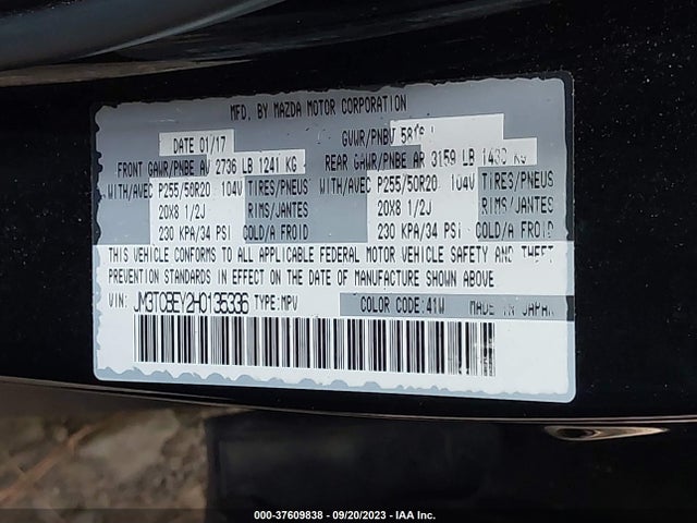 Mazda Cx-9 Signature 2017 JM3TCBEY2H0135336 Image 9